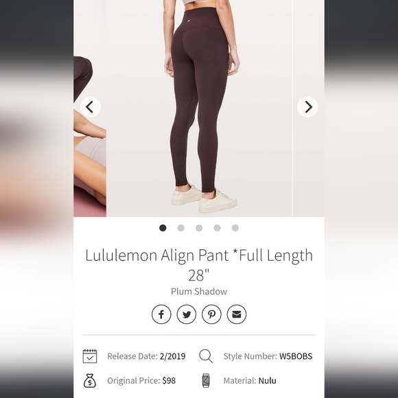 Lululemon Align Leggings 28" - Plum Shadow - size 4 - Picture 2 of 3